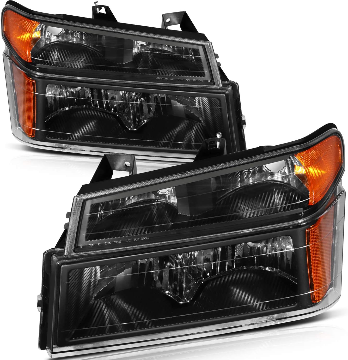FINDAUTO Headlight Assembly Fits For Chevrolet Colorado 2004-2012,For GMC Canyon 2004-2012,For Isuzu i-280/i-350 2006 Black Housing Headlamp Driver+Passenger Side