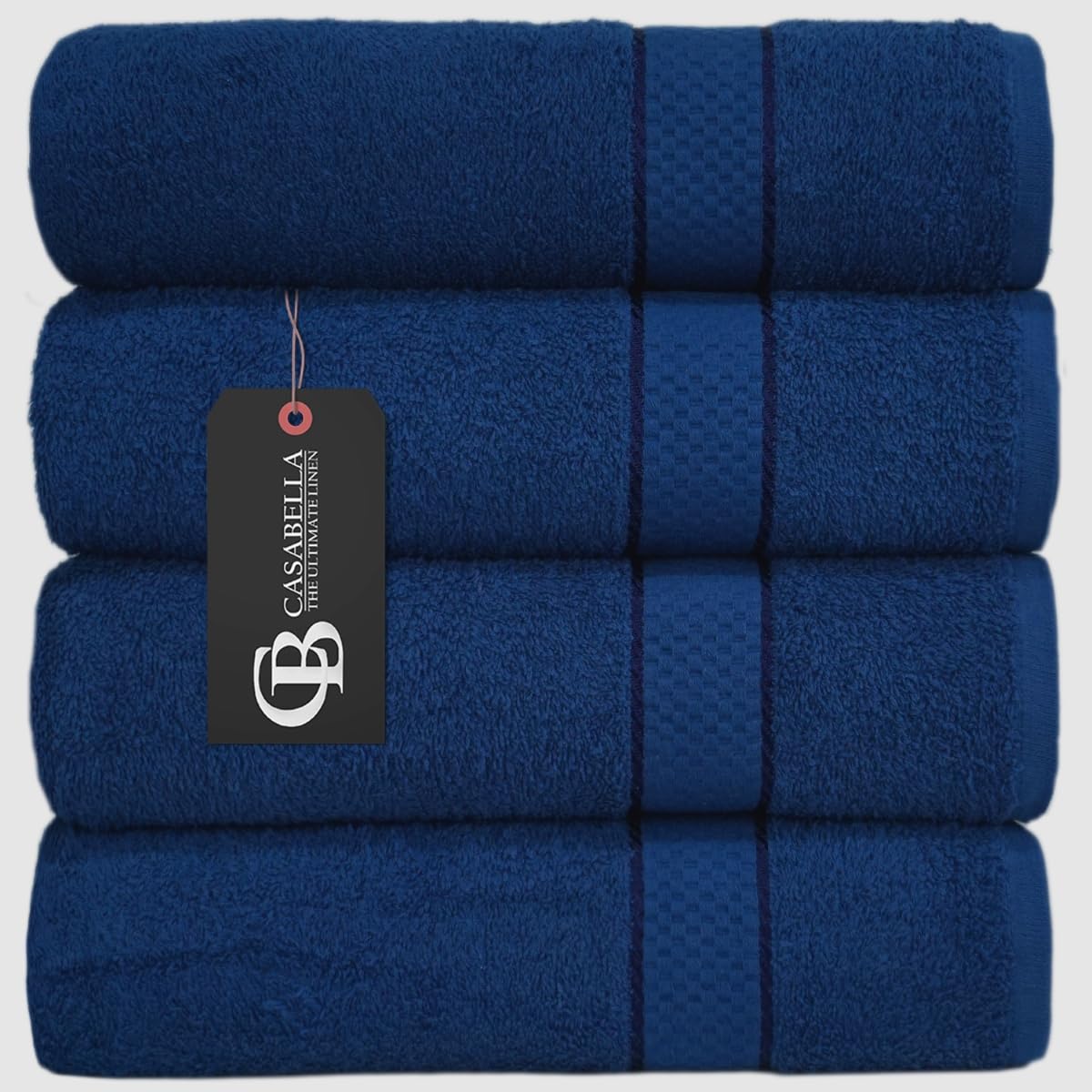 Casabella Pack of 2 Large Jumbo Bath Sheets 100% Egyptian Combed Cotton Big Beautiful Towels_Blue_2pcs. โ image 1