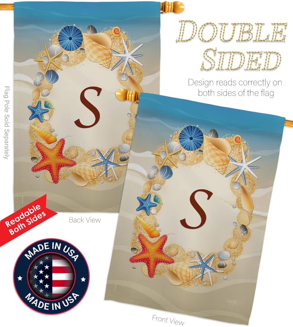 Breeze Decor BN-H-130175-IP Summer S Initial Garden Flag, 28" x 40", Multicolor