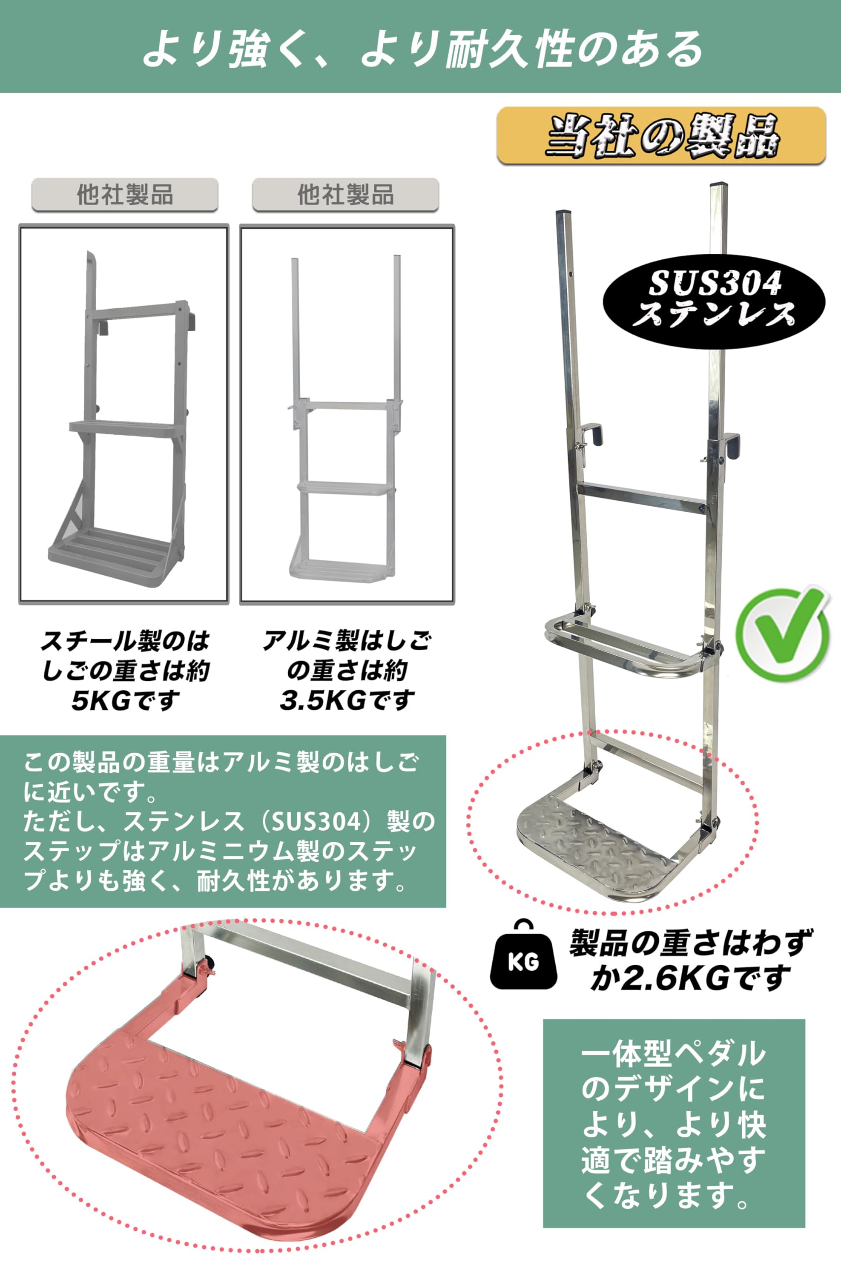 トラック用 ステンレス ハシゴ 【公式通販】