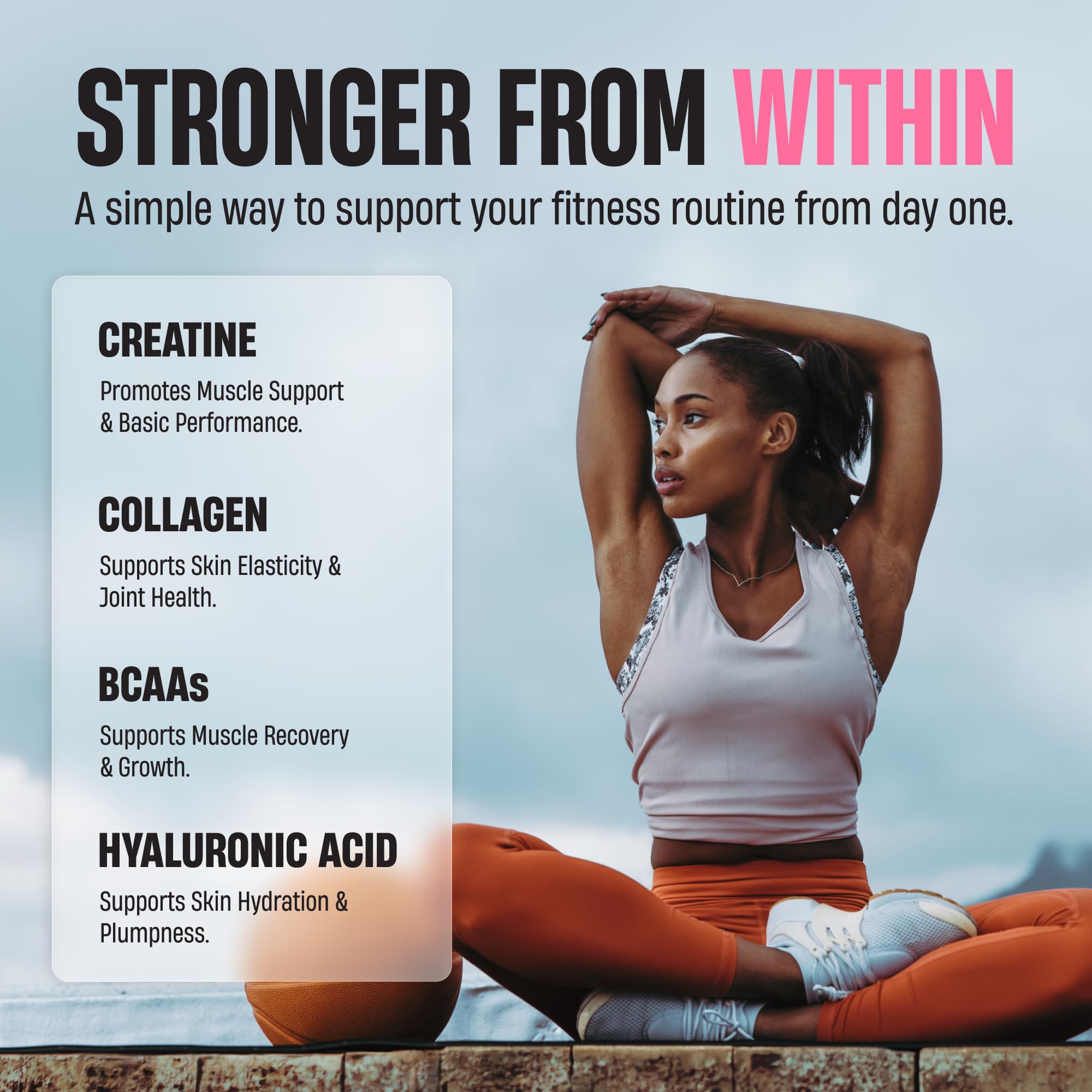 Nutrex Research Creatine for Women Booty & Beauty – Pink Lemonade | 5g Creatine, 2g Collagen, BCAAs & Hyaluronic Acid | Gluten Free, 30 Servings — Amazon image 6