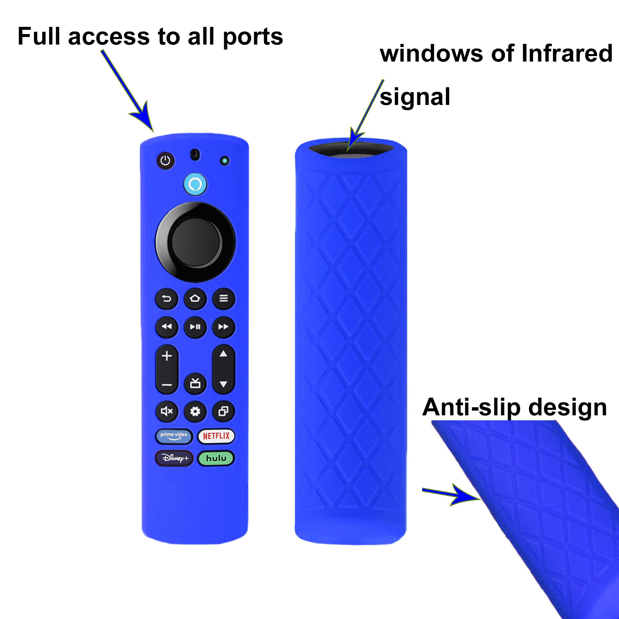 2 Custodie In Silicone Per Telecomando Firestick 4K Max E Alexa Voice Remote (3ª Gen) – Con Lanyard, Blu E Arancione, Effetto Glow