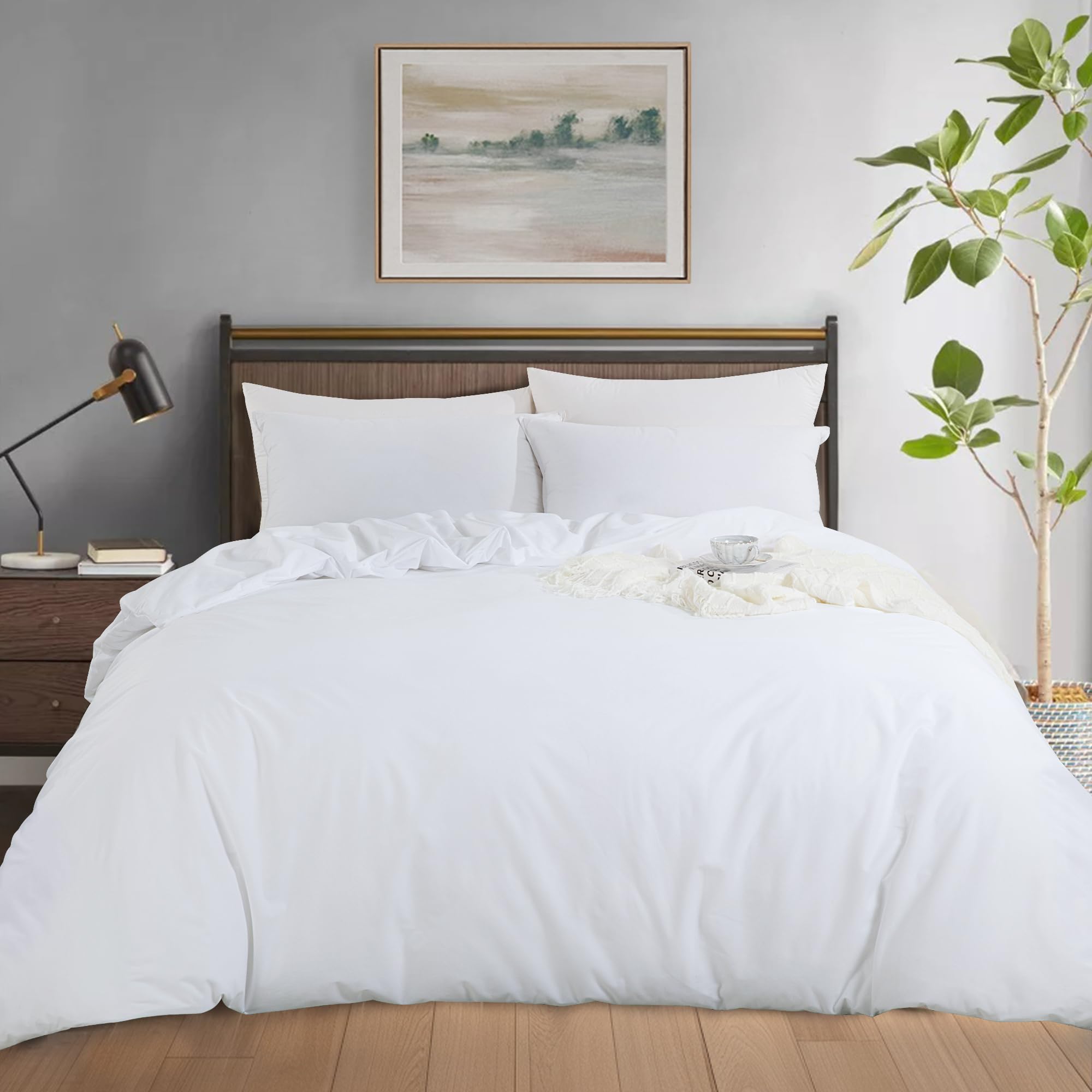 White Waterproof Duvet Cover King Size,Waterproof Duver Protector with Zipper Closure,Incontinence Reversible Bed Comforter Cover for Dogs,Pets, Cat, Kids, Elder,90"x106"