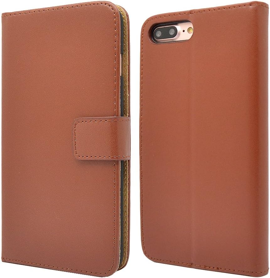 For Apple iPhone Genuine Leather Case, Premium Leather Wallet Case with [Kickstand] [Card Slots] [Magnetic Closure] Flip Notebook Cover Case for (For iPhone 5c Brown)
