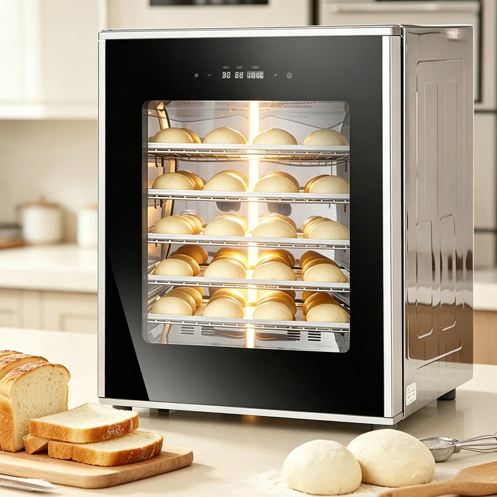 CGLYYDS 100l Dough Proofer,Electric Bread Proofing Box & Yogurt Fermentation Machine,Easy-to-Use Touch Panel with Humidity Control,Double-Layer Tempered Glass Door