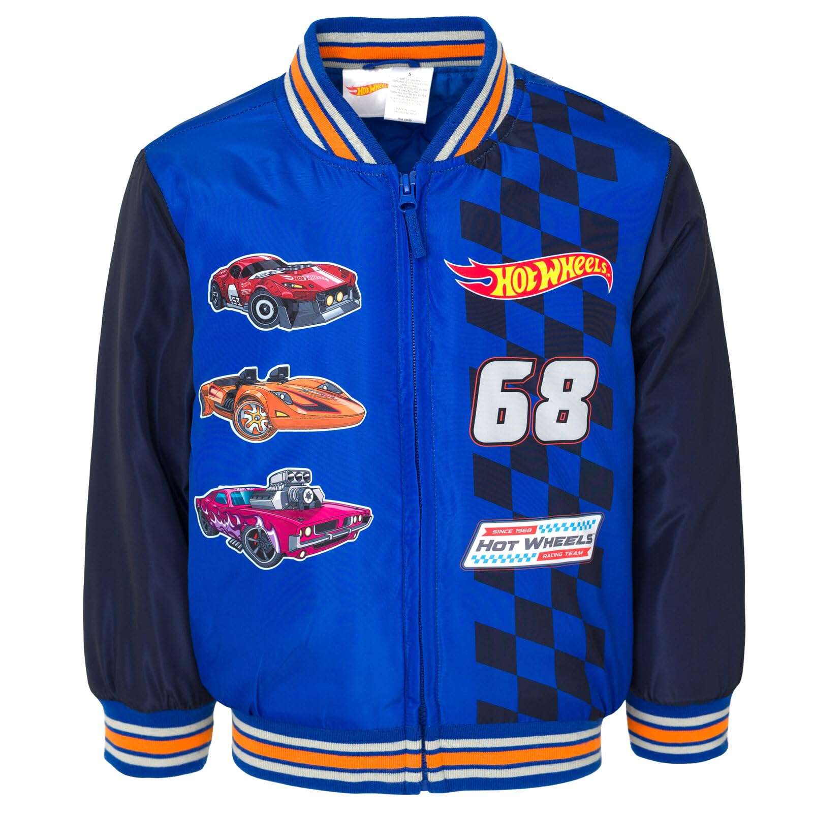 Hot Wheels Zip Up Varsity Bomber Jacket Toddler to Big Kid Sizes (3T - 10-12)