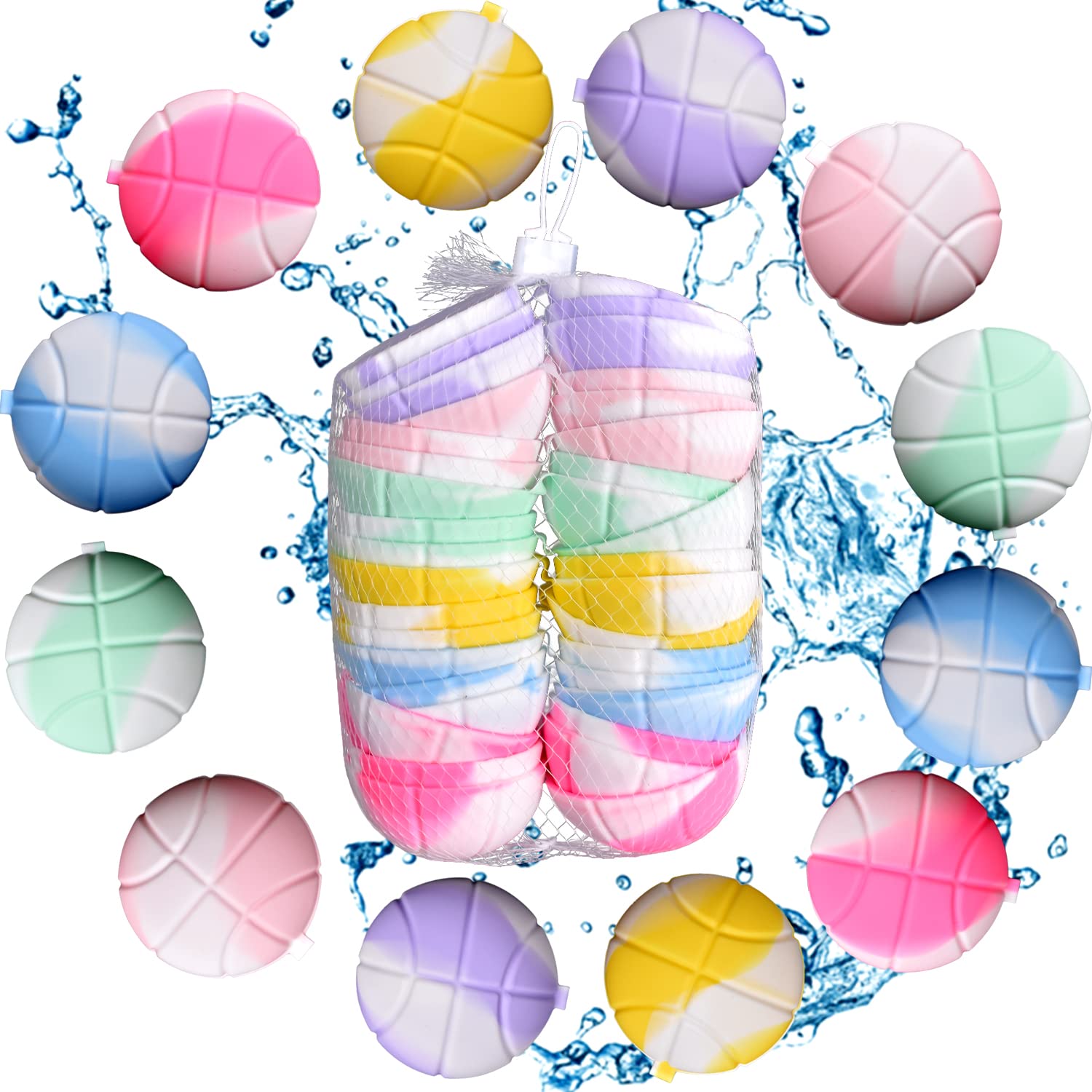 Reusable Water Balloons,YAOTIJYO Water Balloons Quick Fill,Latex-Free Silicone Summer Water Toys with Mesh Bag,Outdoor Toys,Fun Splash Water Bomb Party Supplies for Kids and Adults?12Pack