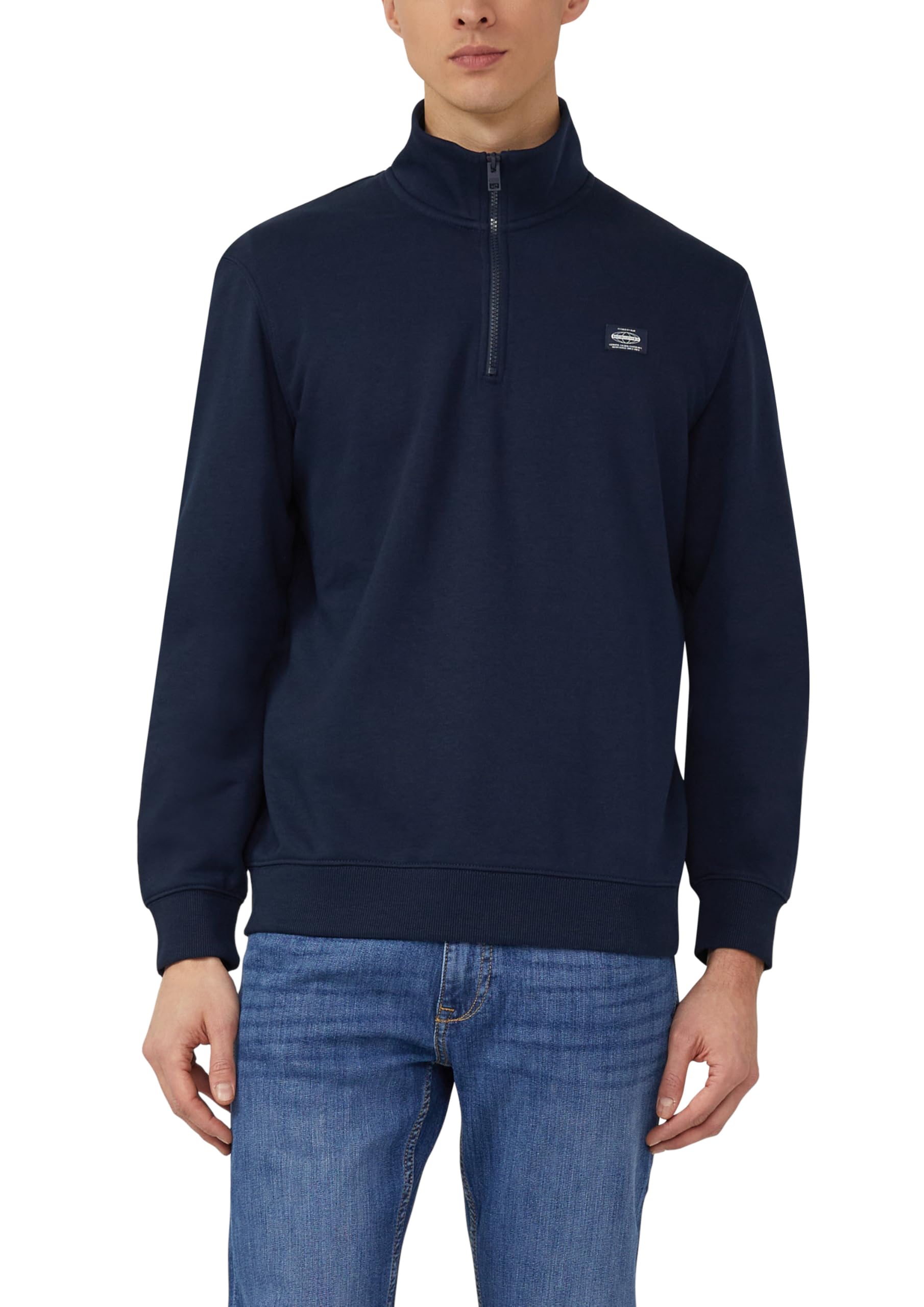 s.Oliver Herren Sweatshirt mit Troyer-Kragen und Logo-Patch Sweatshirt (1er Pack)