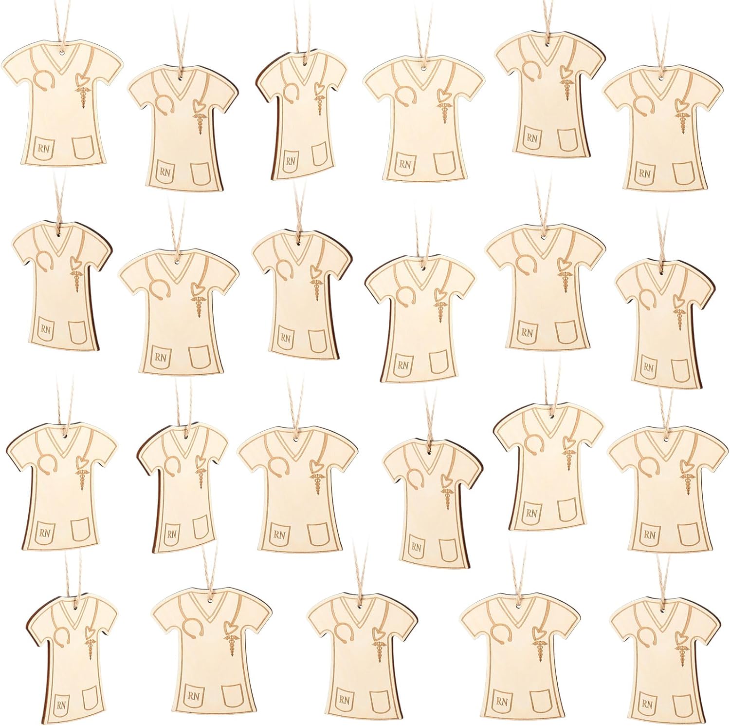 20 Pcs Christmas Nurse Ornament Wooden Nurse Ornament, DIY Nursing Appreciation Gifts for Women, Personalized Nurses Scrubs Hanging Ornaments for Women Nurses, Doctor, Physician Assistant - Image 8