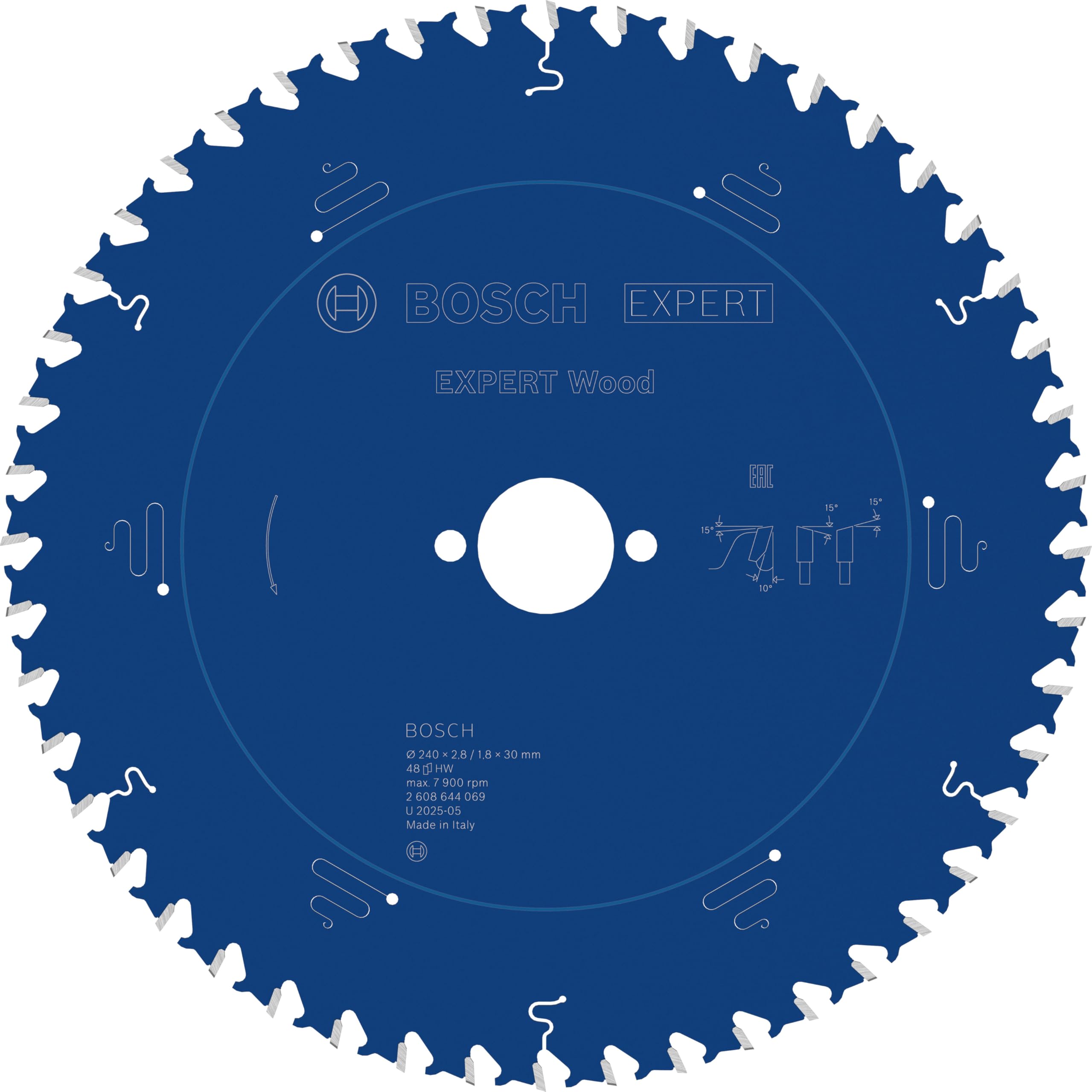 Bosch Professional 1x Kreissägeblatt Expert for Wood (Holz, Sägeblatt Ø 240 x 30 x 2,8 mm, 48 Zähne, Zubehör Kreissäge)