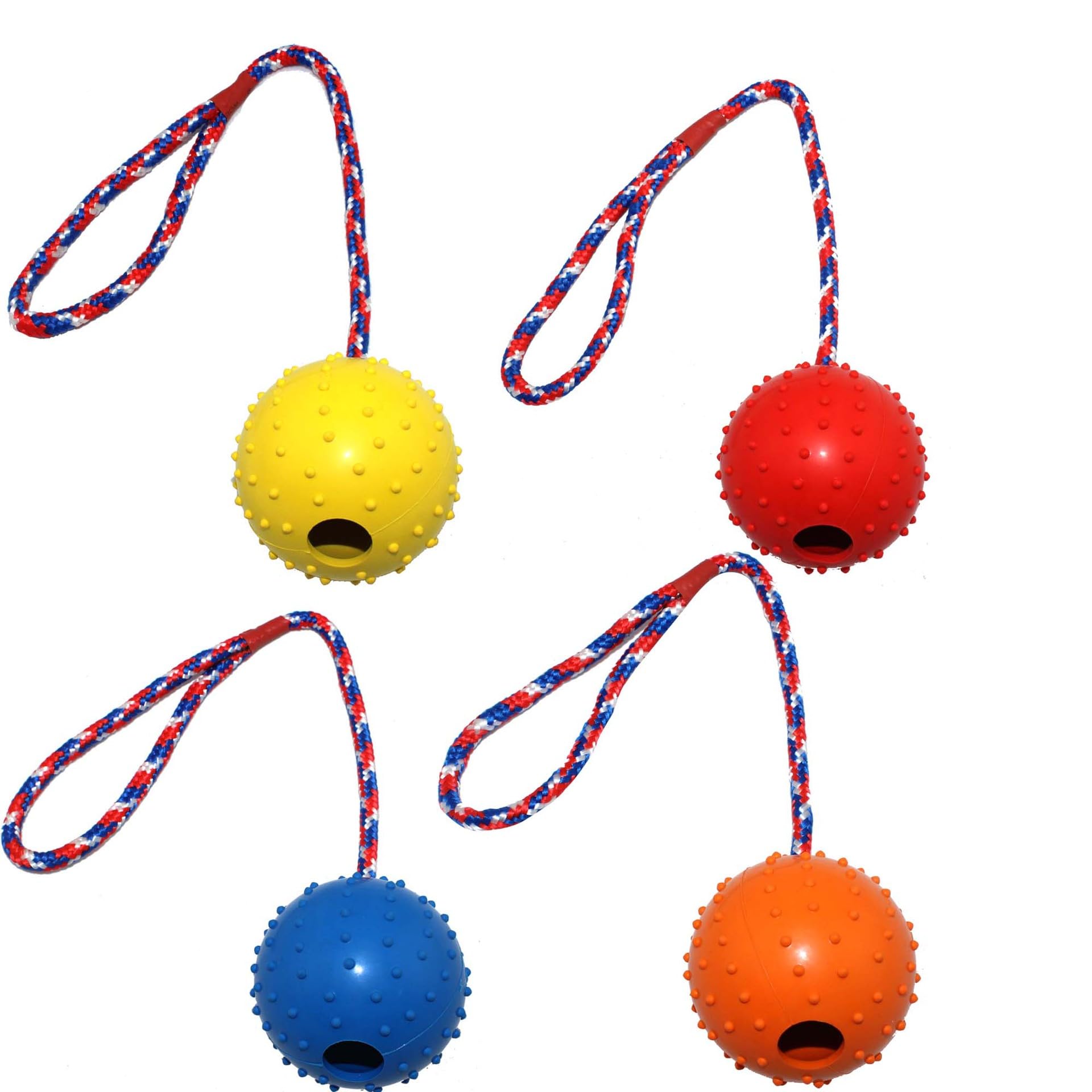 Pelotas Con Cuerda Para Perros - 5 Piezas, ø5 Cm, Colores Surtidos, De Caucho Natural Para Jugar Y Cuidar Dientes