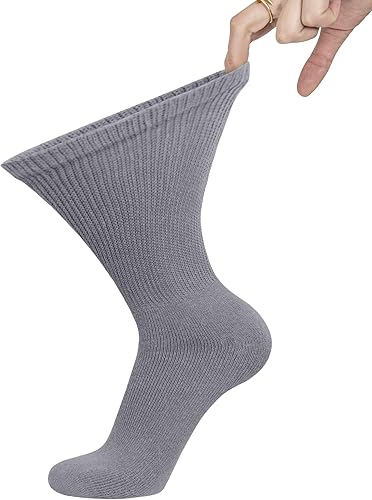 Vista 9 de 6 pares de calcetines de algodón para diabéticos no vinculantes para neuropatía (negro, se adapta a zapatos de hombre talla 12-14.5)