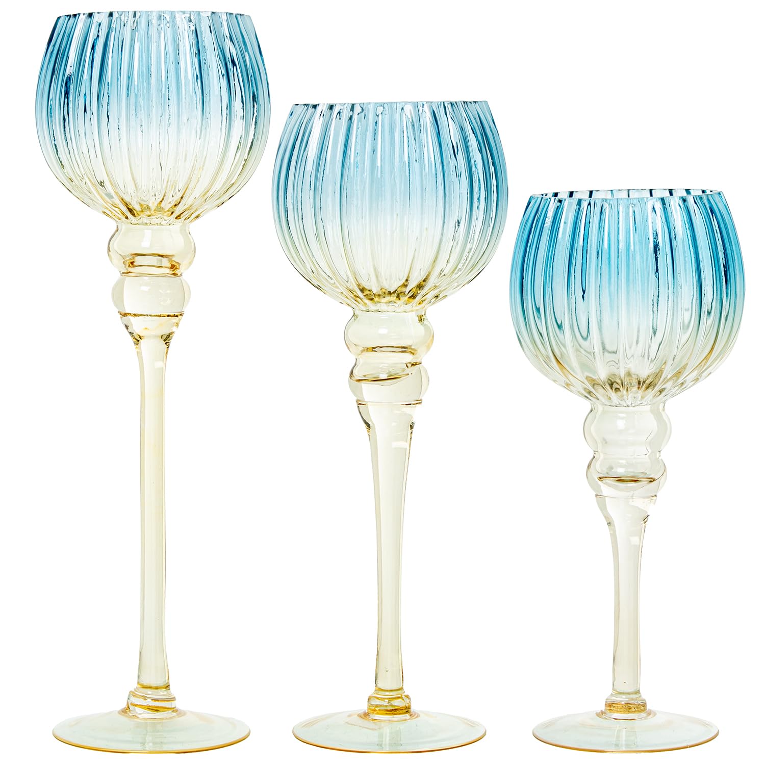 Verres en cristal vert et bleu lot de 3 pour vos repas de terrasse d'été