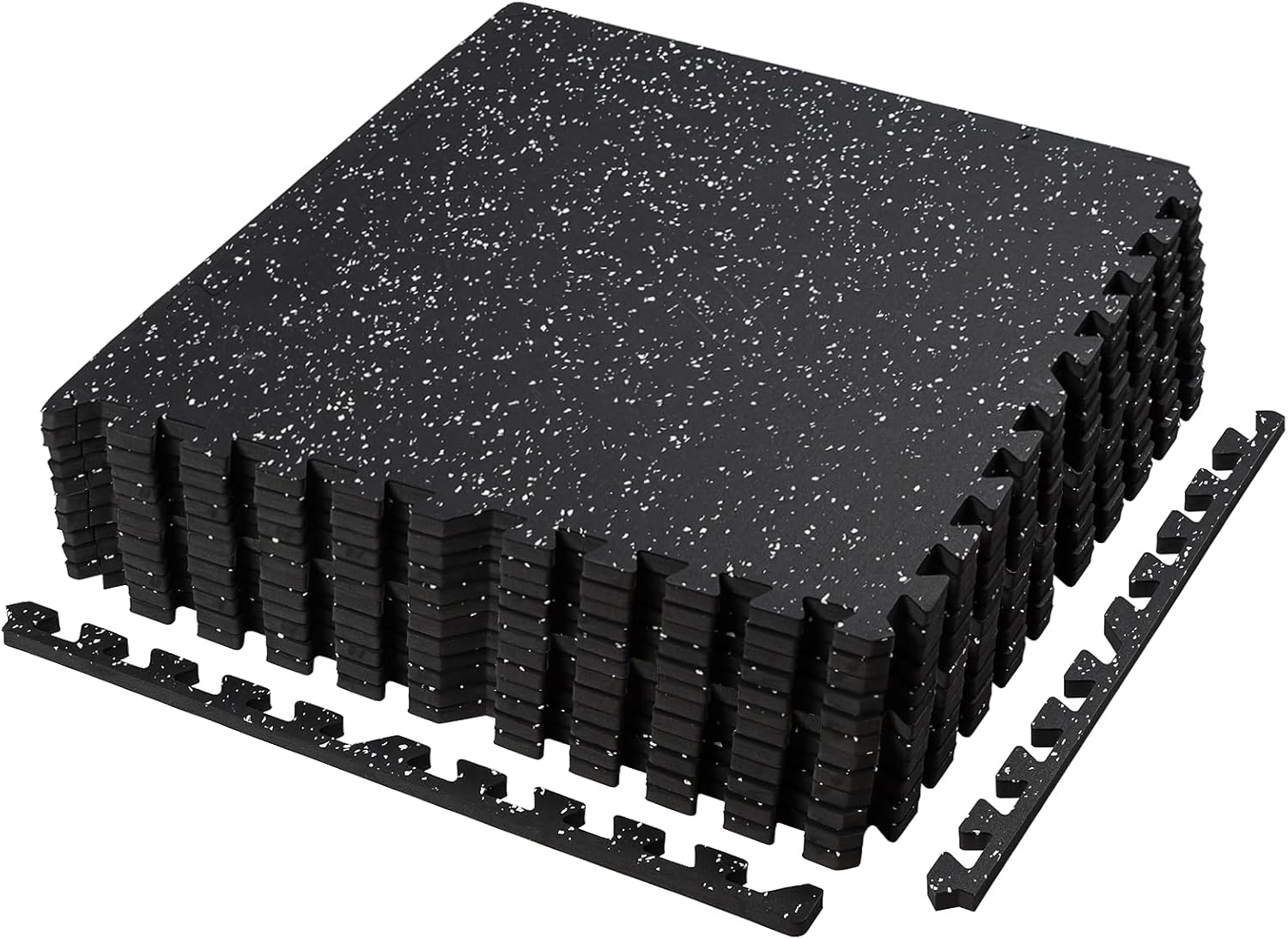 0.5″ Thick Gym Flooring for Home Gym, RAINHOL 48 Sq Ft 12 Tiles EVA Foam with Rubber Top Exercise Equipment Mat, Interlocking Puzzle Workout Floor Mats for Garage, 24×24 inch