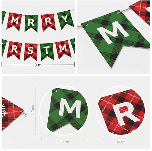 Miniatura 5 de Cartel de Feliz Navidad con cuerda, letrero de papel para chimenea, pared y ventana, decoración de fiesta navideña para el hogar y la oficina,