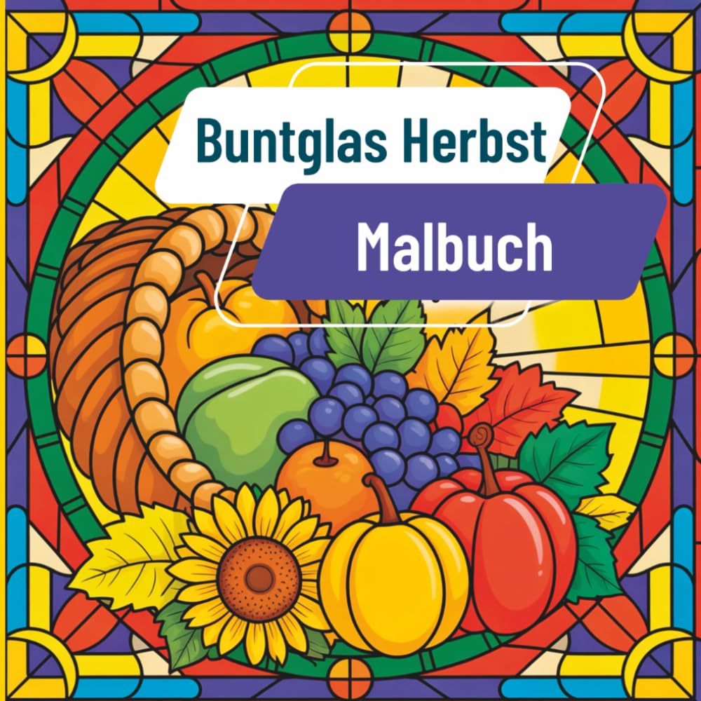 Buntglas Herbst Malbuch: Aufwendige Motive, inspiriert von der natürlichen Schönheit des Herbstes, im klassischen Buntglas-Stil für entspannendes Ausmalen