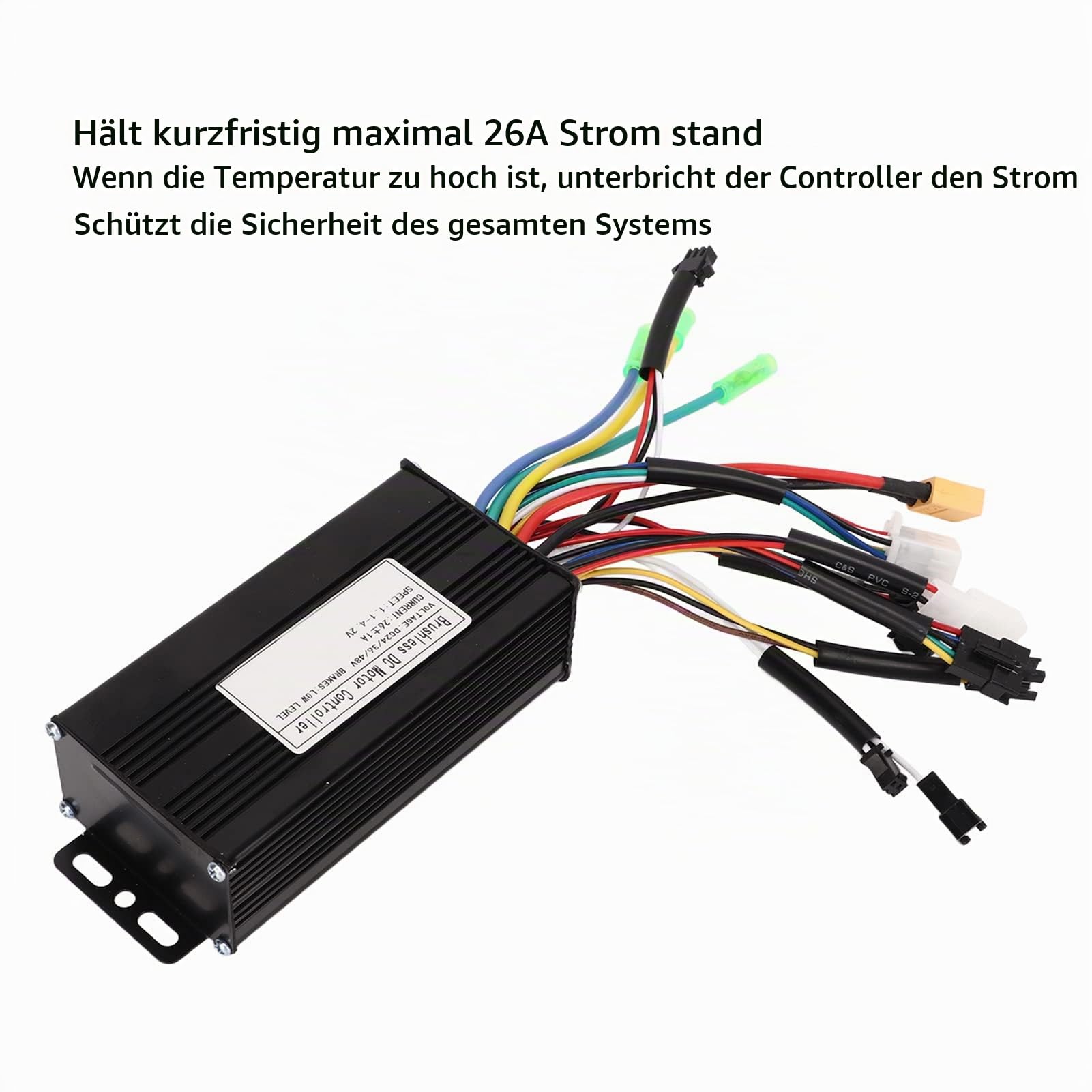 Elektrofahrrad-Controller, Leistungsstarker 3-Modus Brushless Motor Controller mit 24V 36V 48V 500W 750W Stabiler Sinuswellen-Regelung für Pendler, Freizeitradler und Offroad-Touren