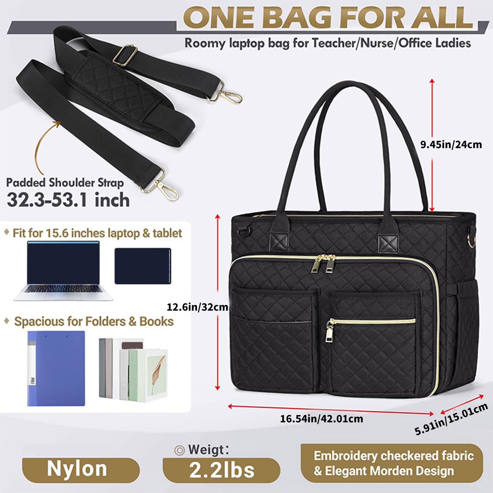 Bolso para ordenador portátil, bolso de gran capacidad para profesores, mensajeros de ordenador, bolso de hombro, bolsas de trabajo de oficina, regalo para enfermera