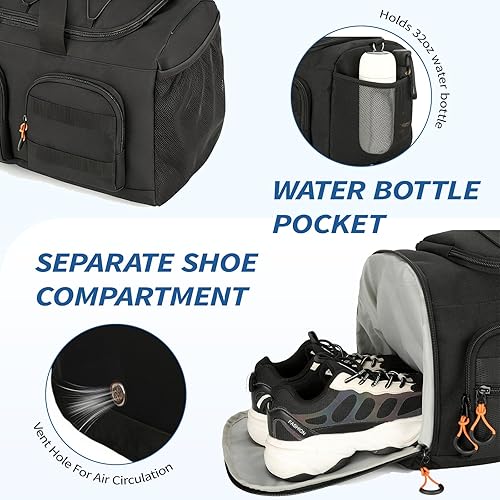 Miniatura 5 de Searock Bolsa de gimnasio de 40 L para hombres, mochila 3 en 1 para viajes, bolsas deportivas para gimnasio, campamento, bolsa de fin de semana