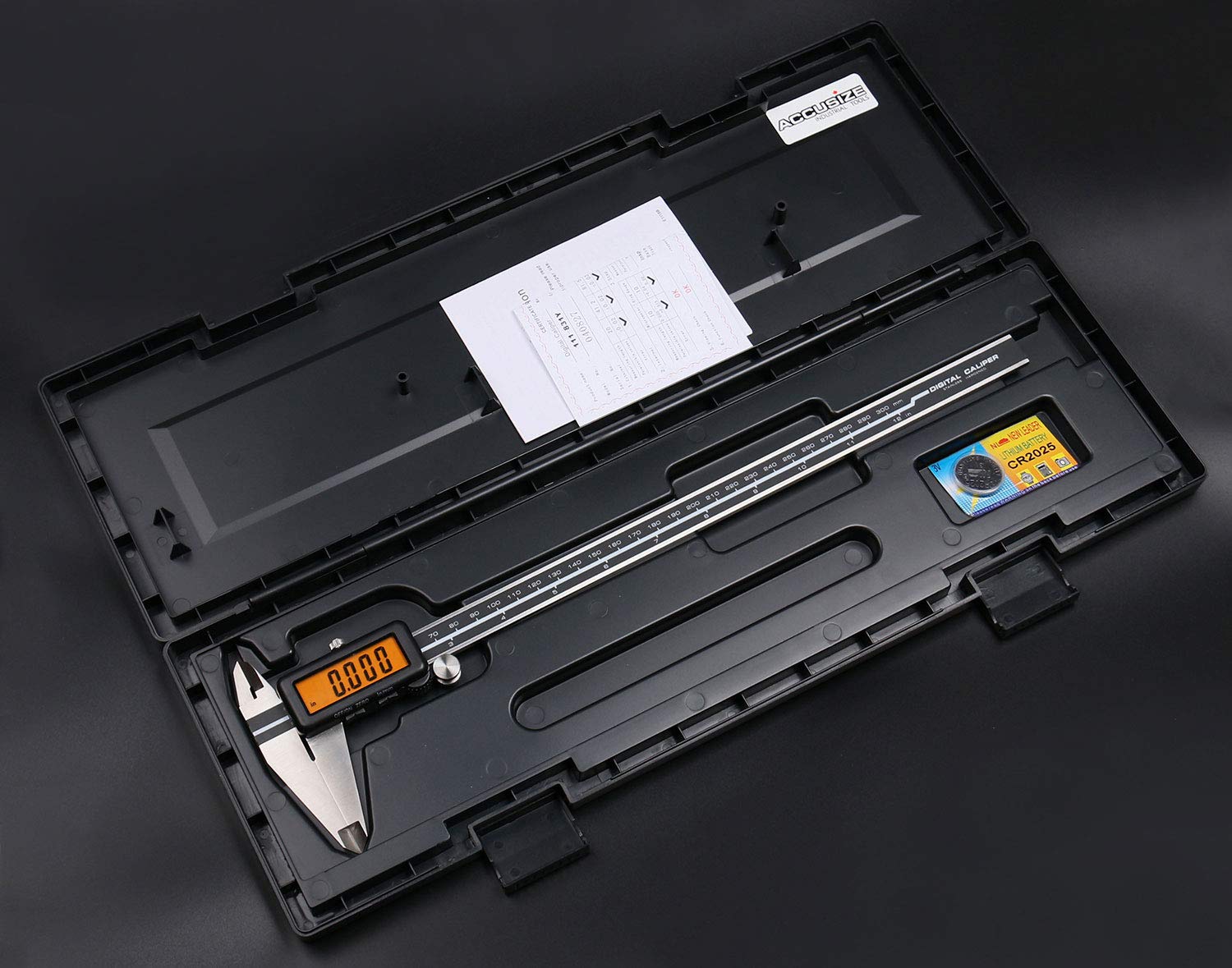 Accusize - 300 mm/12" Digitaler Messschieber mit Gelb LCD Bildschirm, mm/zoll/bruch, #1110-1838