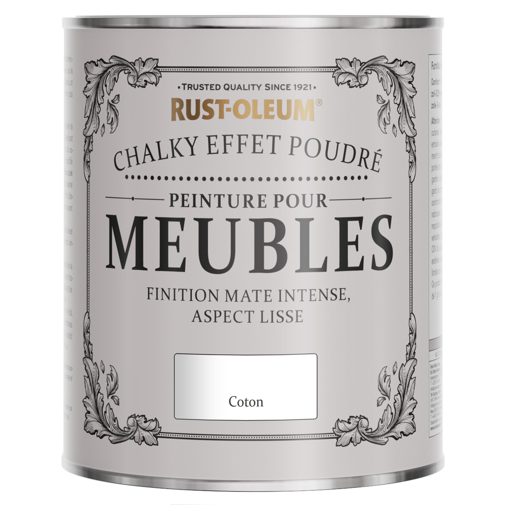 Rust-Oleum Peinture Blanche pour Meubles Chalky, Mat Effet Poudré - Coton 750ml