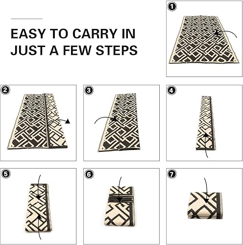 Miniatura 6 de Alfombras reversibles de exterior para decoración de patio, 5 x 8 pies, impermeable, alfombra de área grande, antideslizante, portátil, para