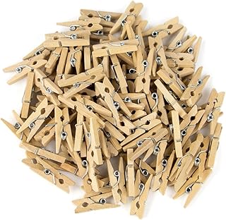 100-Pack Minipins | Miniature-Sized Rustic Wooden Clothespins for Scrapbooking, Crafts, Decoratng and Organizing