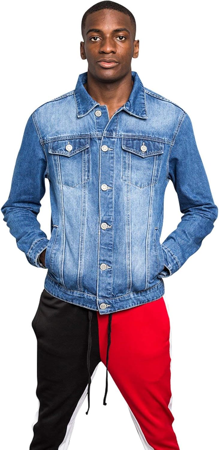 Victorious Men's Distressed Denim Jacket Small Non-distressed Indigo
