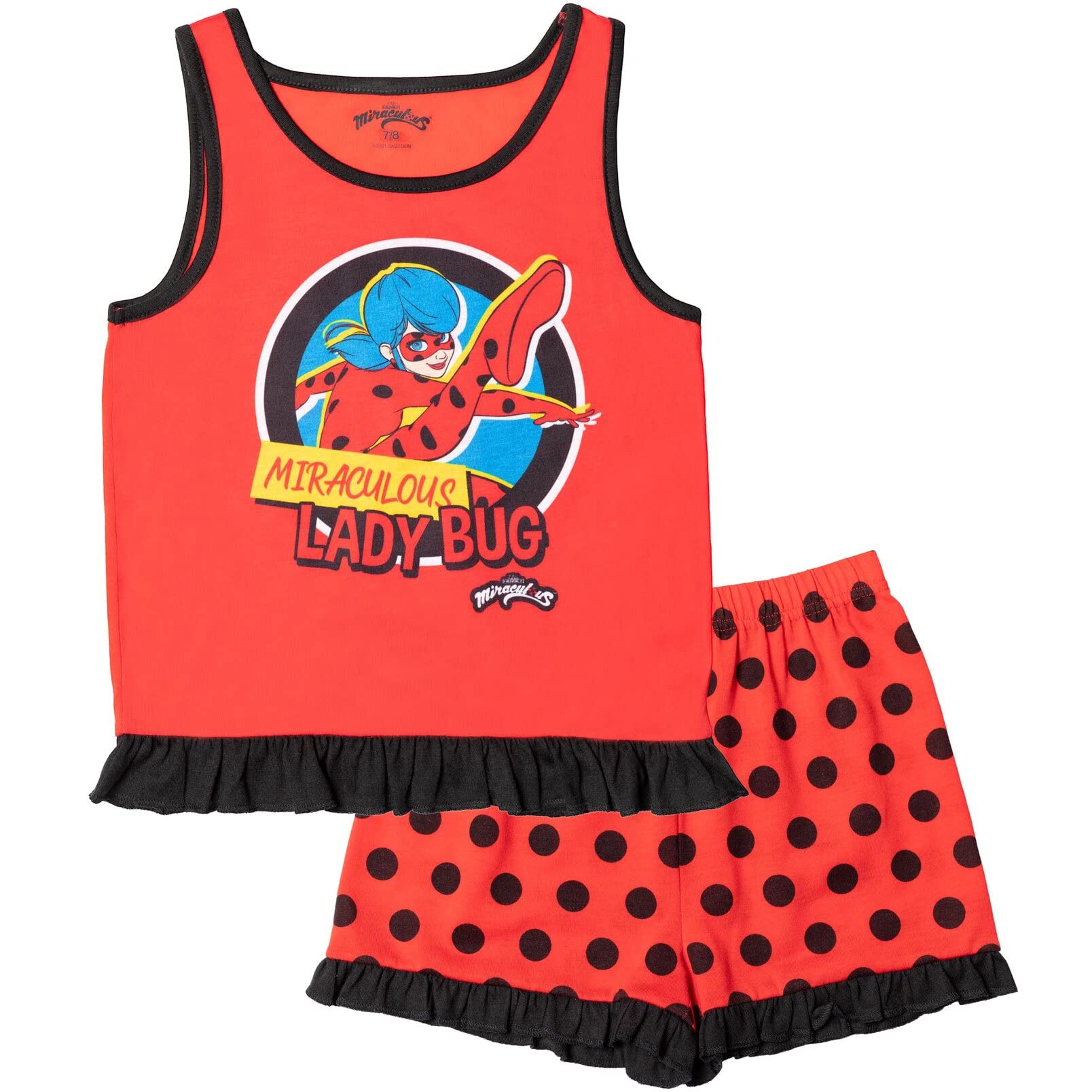 Rena Rouge Ladybug Girls Pullover Pajama Shirt and Shorts Little Kid to Big Kid