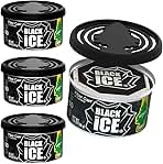 LITTLE TREES Car Air Freshener | Fiber Can Provides Long Lasting Scent for Auto or Home | Recycled Fiber | Black Ice, 4 Air Fresheners