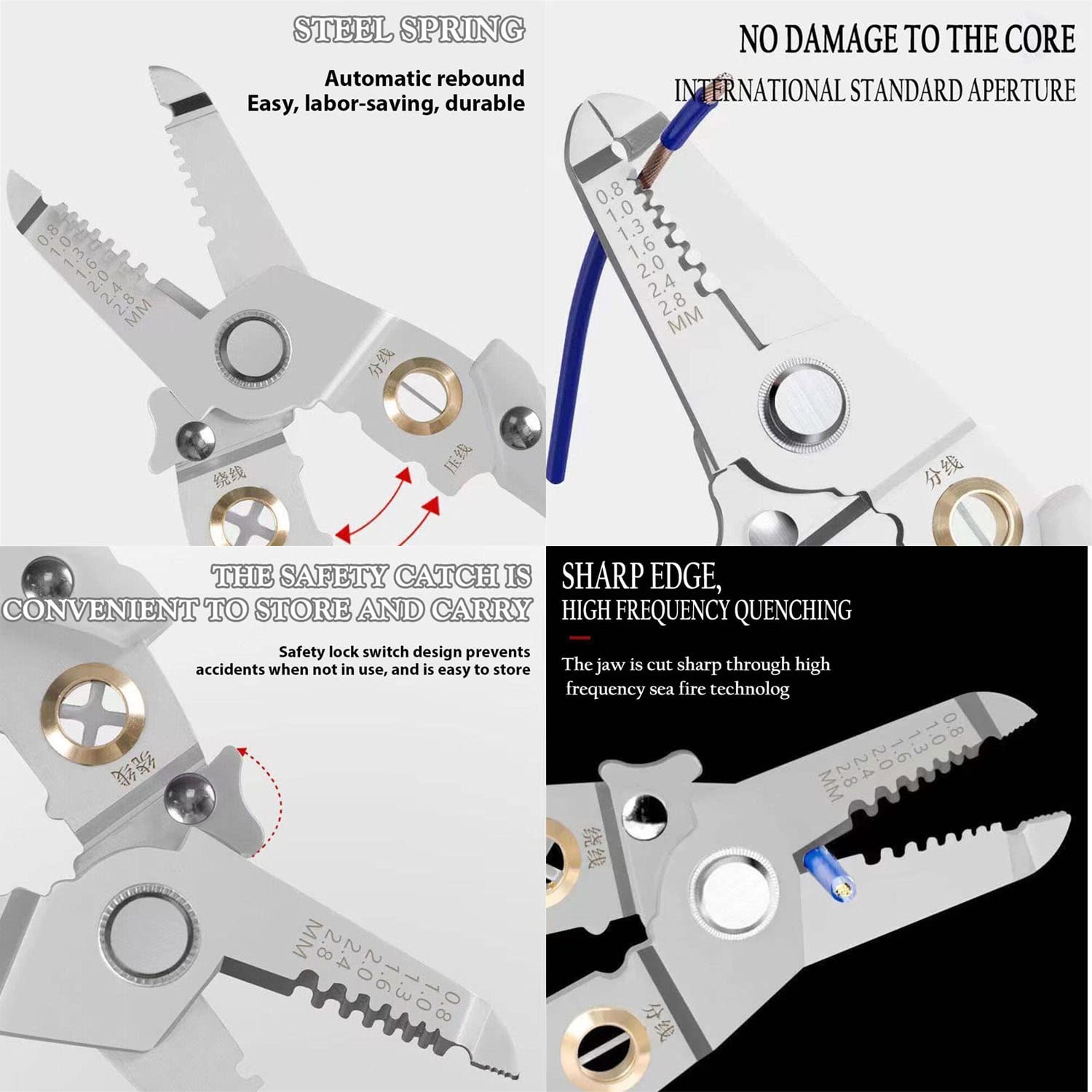 Professional Self-Adjusting Wire Stripper Tool - 8-28mm Range, Aluminum Alloy, For Electricians & DIY