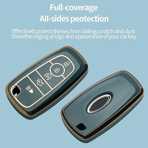 Miniatura 3 de Funda para llavero Ford para Explorer Mustang Fusion Escape F150 F250 F350 F450 F550 Edge, funda inteligente para llave (azul), Azul