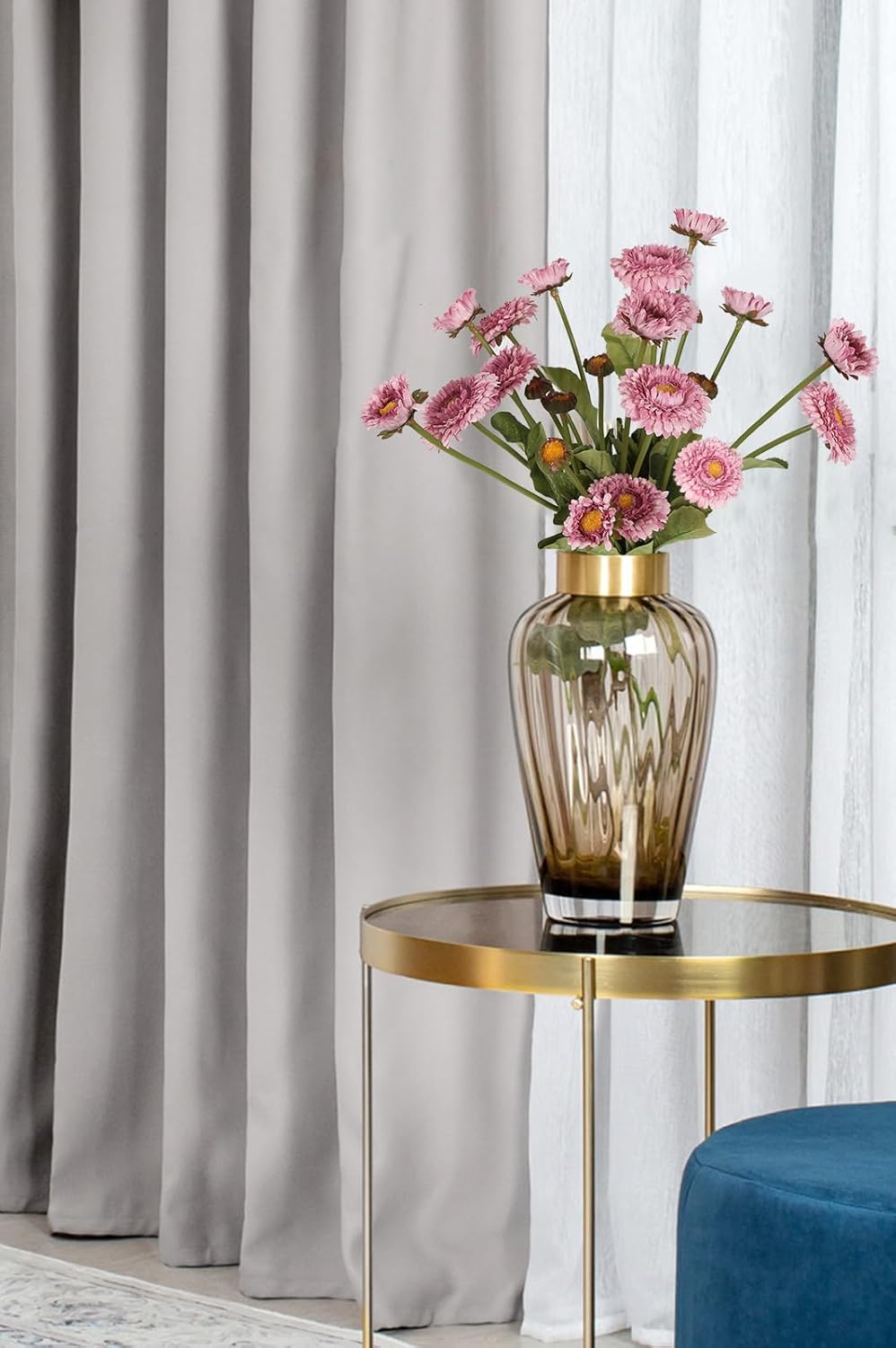 8pcs Chrysanthemum Flowers Artificial Fake Silk Pot Marigold Flowers Faux Daisy Bouquet with Stems for Home Wedding Dining Table Party Decor(Light Purple) - Image 8