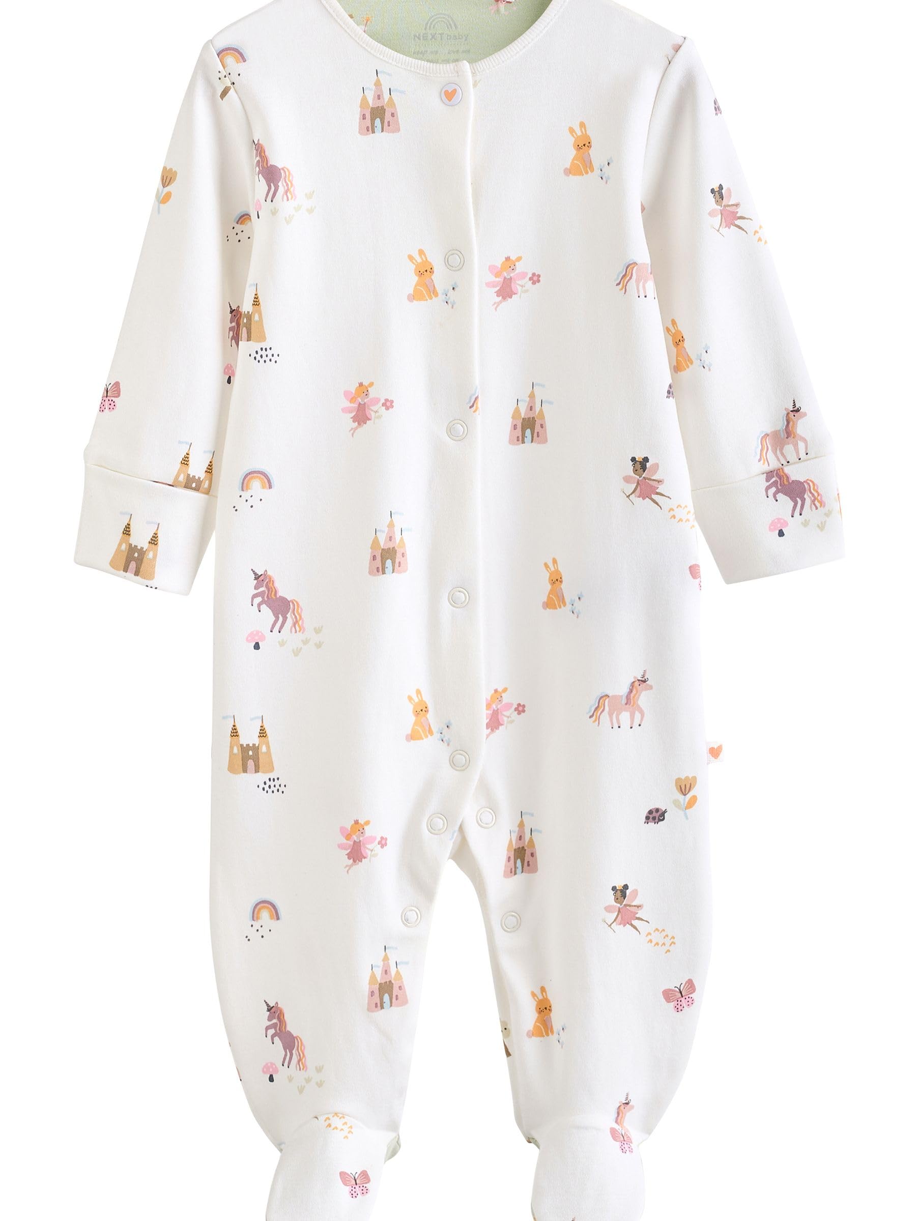 NEXT Bambina Confezione da 5 Tutine per Neonati in 100% Cotone con Piedini