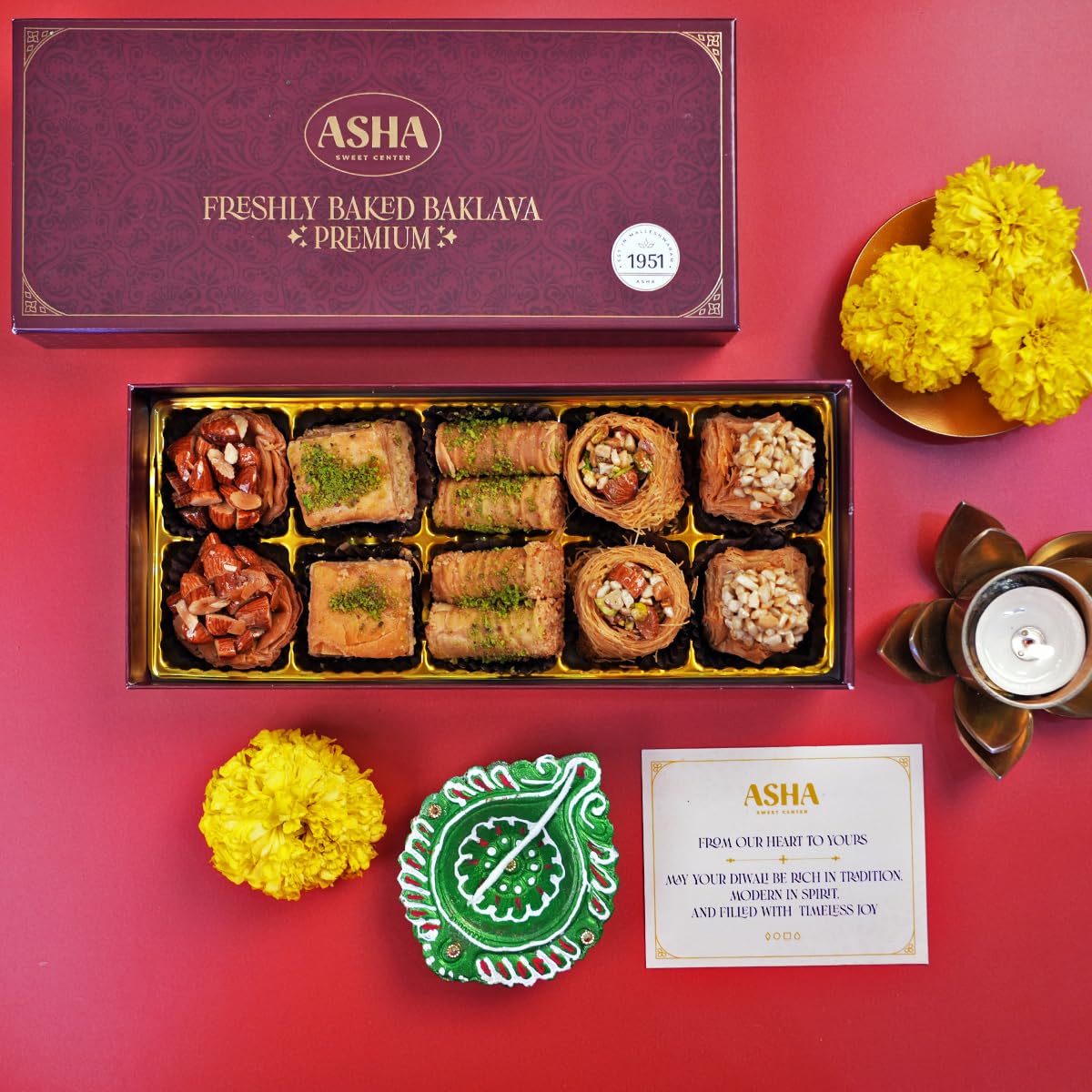 ASHA SWEET CENTER Baklava Assorted Sweets (Pack Of 1 X 250 Grams), Premium Sweets Perfect For Gifting And Snacking, Turkish Delight Made With Fresh Ingredients