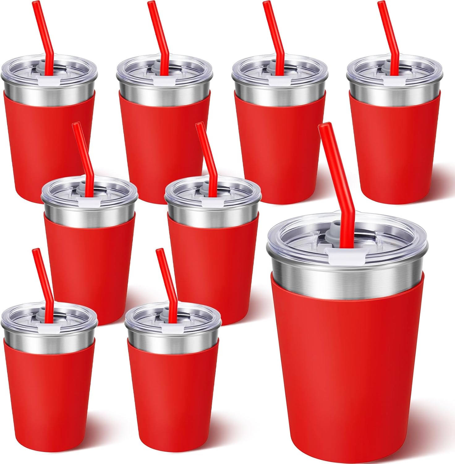 Hushee 9 Pack Kids Cups with Straws and Lids Spill Proof