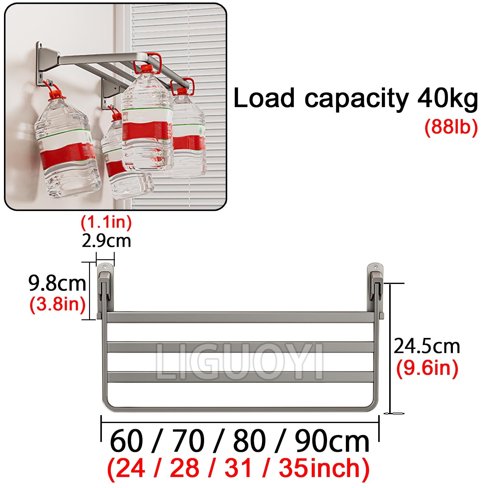 LIGUOYI 10pEtendoir À Linge Pliable Porte-serviettes Étendoir Séchoir À Linge Balcon 60cm 70cm 80cm 90cm Étagères De Salle De Bain, Peu Encombrant Étendoir À Linge Mural Pour Buanderie Baignoire(70cm)