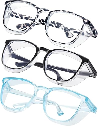 Gafas de seguridad para enfermeras, gafas protectoras  Antivaho marco cuadrado elegante gafas transparentes para mujeres y hombres