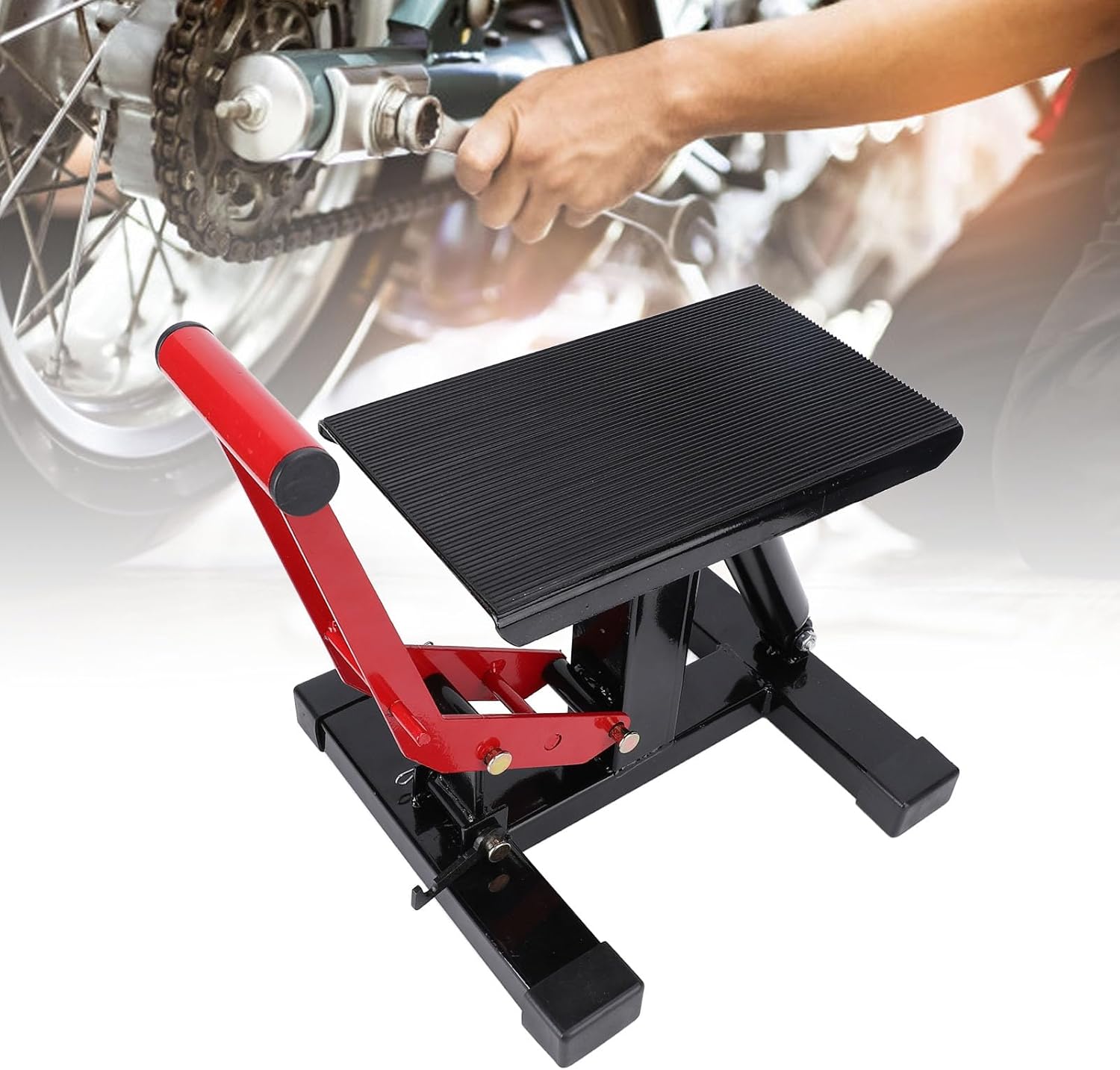 Motorcycle Jack Lift Stand 330Lbs Adjustable Height for Offroad Motorcycle Maintenance Repair