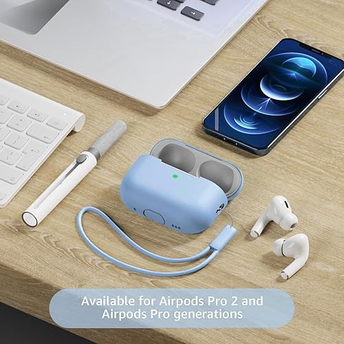 Miniatura 9 de Compatible con Airpods Pro 2, funda protectora de silicona suave con kit de limpieza y cordón compatible con AirPod Pro de 2 generación, LED frontal