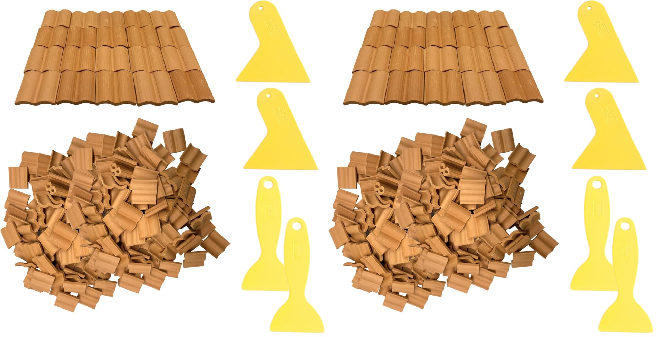 Cayway 300 Stück Miniatur Dachziegel Mosaic Steinbaukasten Mini Rote Dachziegel Mini Scale Ziegel für DIY Ziegel Diorama Fairy Garten Dekoration (Style 1) (Packung mit 2)