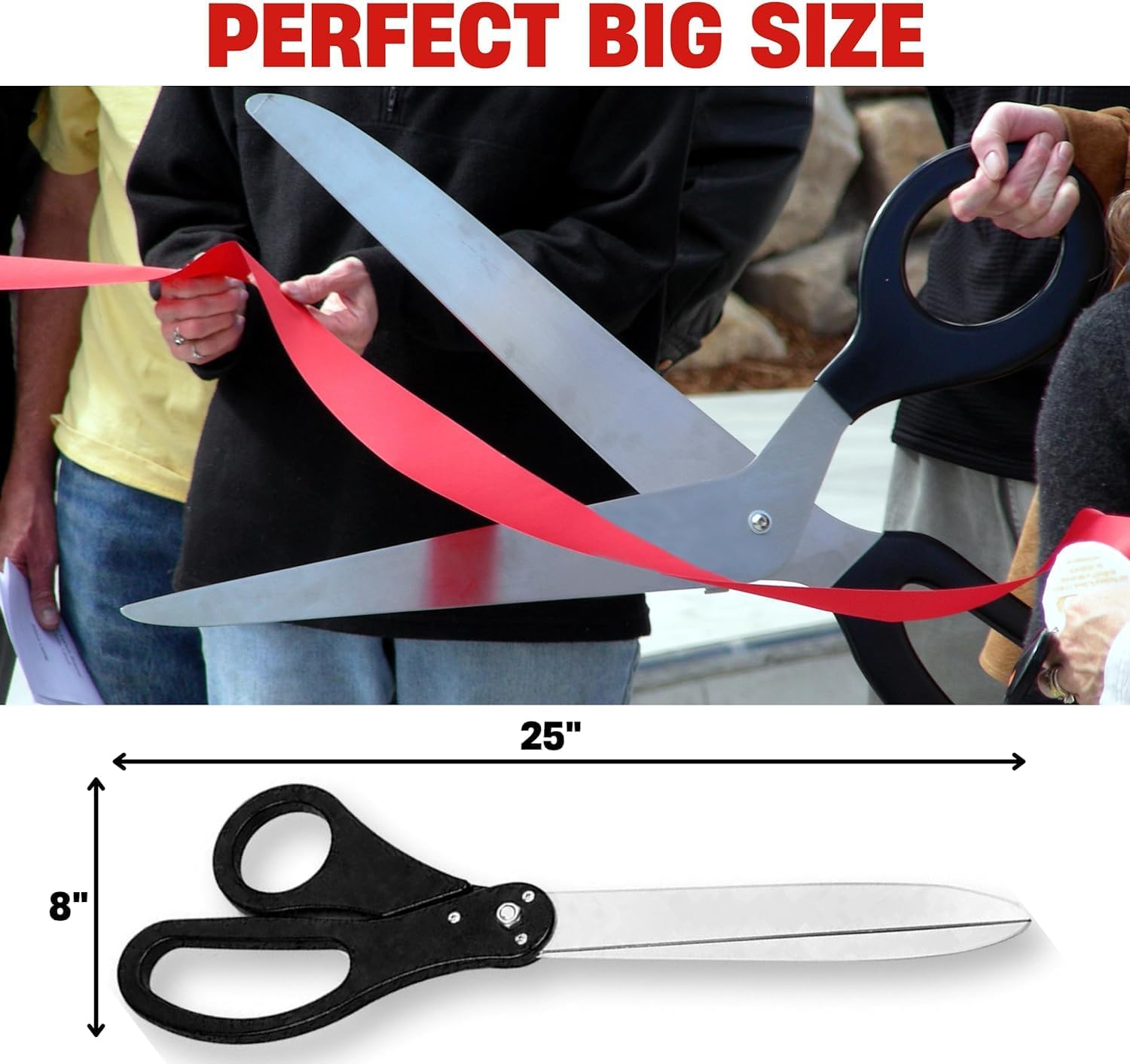 25" Black Grand Opening Scissors –Black Giant Scissors for Ribbon Cutting Ceremony 25 Inch Giant Shears Heavy Duty for Inauguration Ceremonies & Special Events
