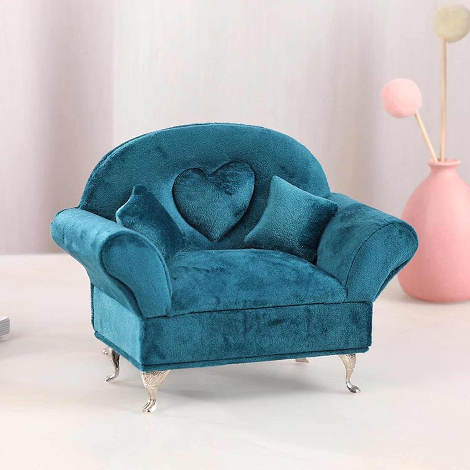 Fashion Sofa Bed Jewelry Box Dollhouse Furniture Women Jewelry Case Jewelry Trinket Box for Bedside Table Living Room Closet Dresser Decor