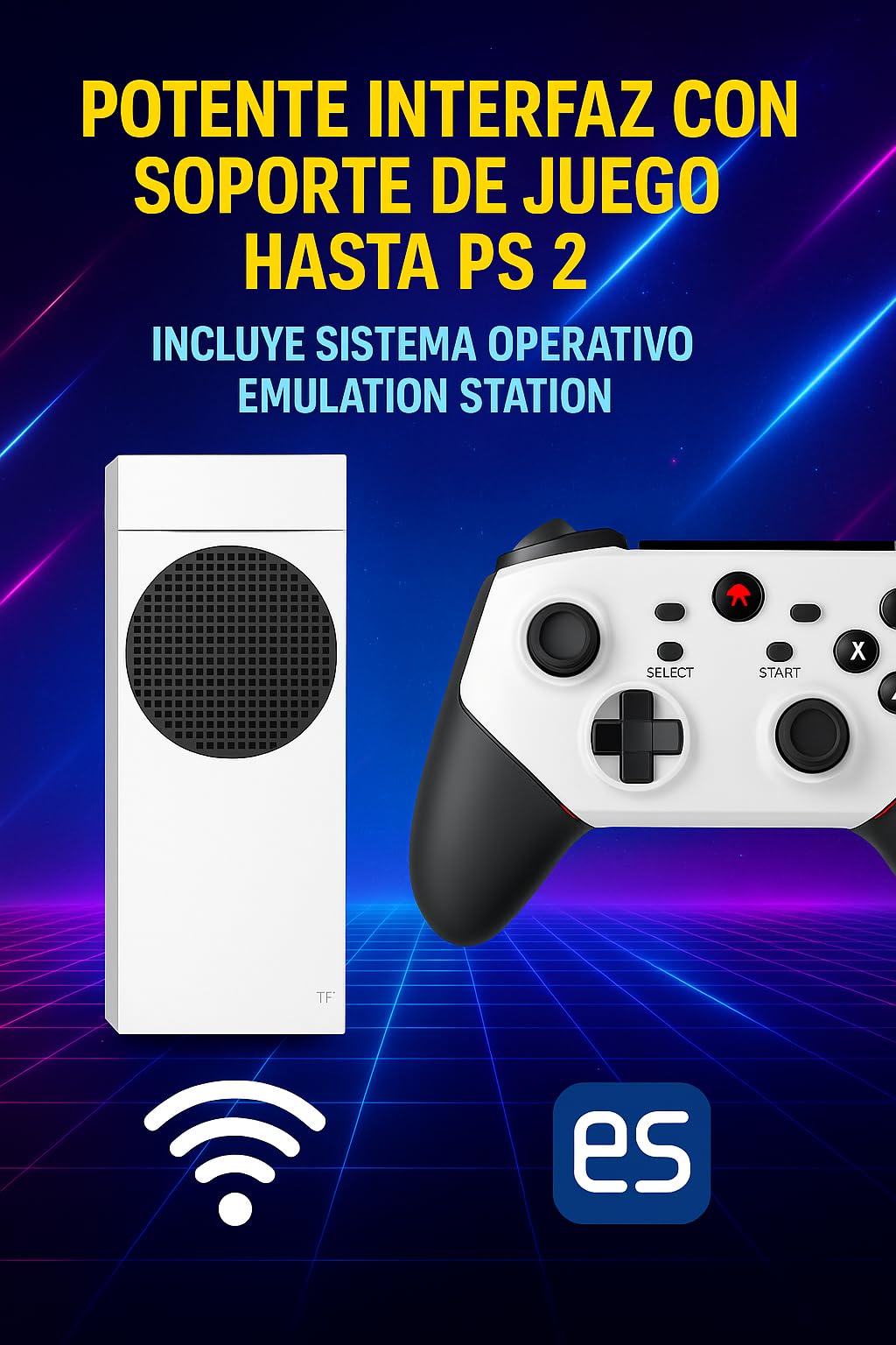Consola Retro PS 2 Stick HDMI con 20,000+ Titulos, La más potente con soporte hasta PS-2, Gamepads con Iluminados, Octa-Core, 2GB RAM, SD de 128GB, Incluye +30 Sistemas