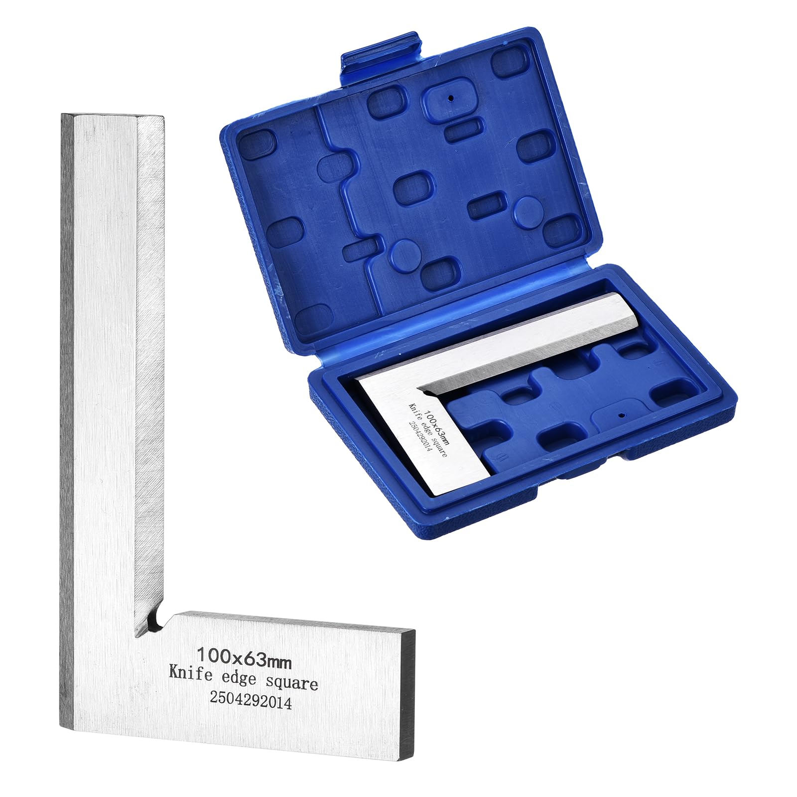 sourcing map Machinist Square 100mm x 63mm x 5.5mm Carbon Steel Engineer Square Precision Woodworking 90 Degree Right Angle Ruler with Wide Seat for Precision Layout and Measurement, Silver — image 1
