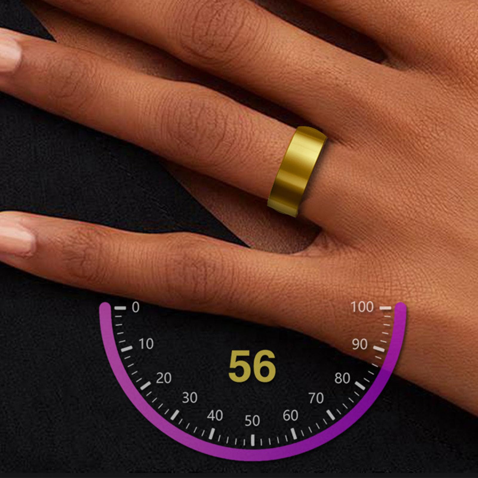 Smart Ring Health Tracker, Contador de Pasos IP68 Anillo de Monitoreo del Sueño Impermeable con Estuche de Carga de Aplicación para Hombres y Mujeres Oro, Diseño de Aleación de