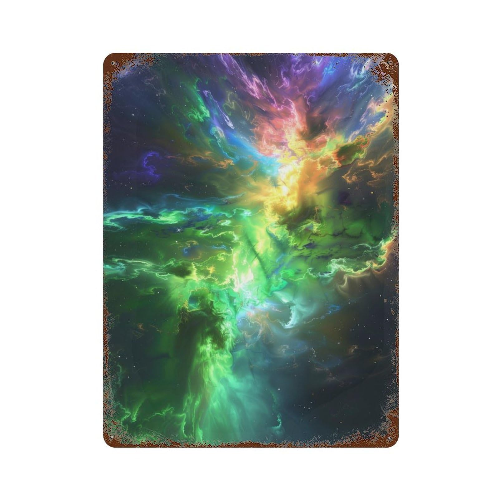 Vintage Rust Metal Sign Nebula Bloom 15.7"x11.8", Decorative Metal Wall Art for Basement, Hobby Room And Garage Decor