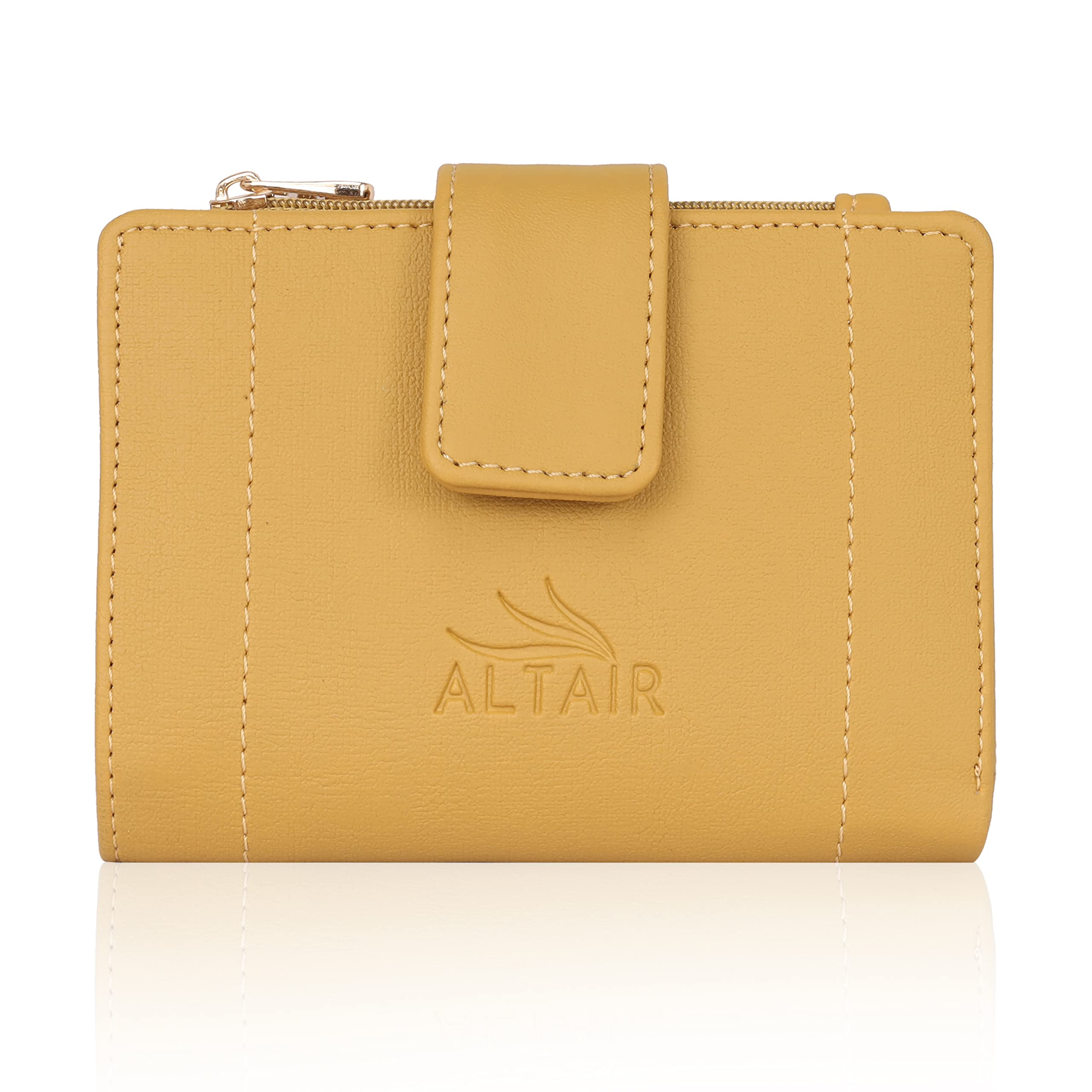 Women's PU Leather Mini Short Card Holder Small Wallet Clutch Mini Multifunctional Coin Wallet (Yellow)-image-20
