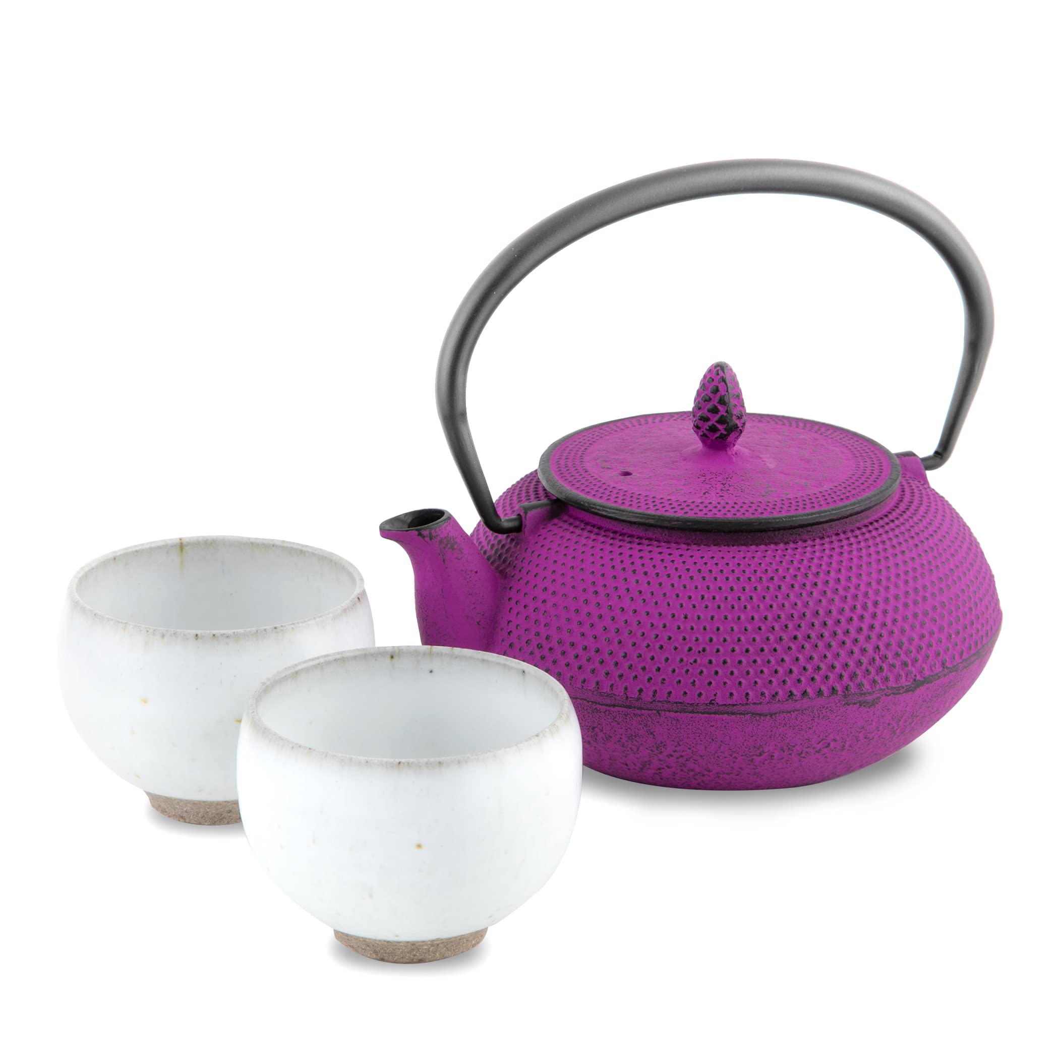 Amazon.co.jp: 南部鉄器急須と平清水焼湯呑みセット (あられ 丸型 0.6L