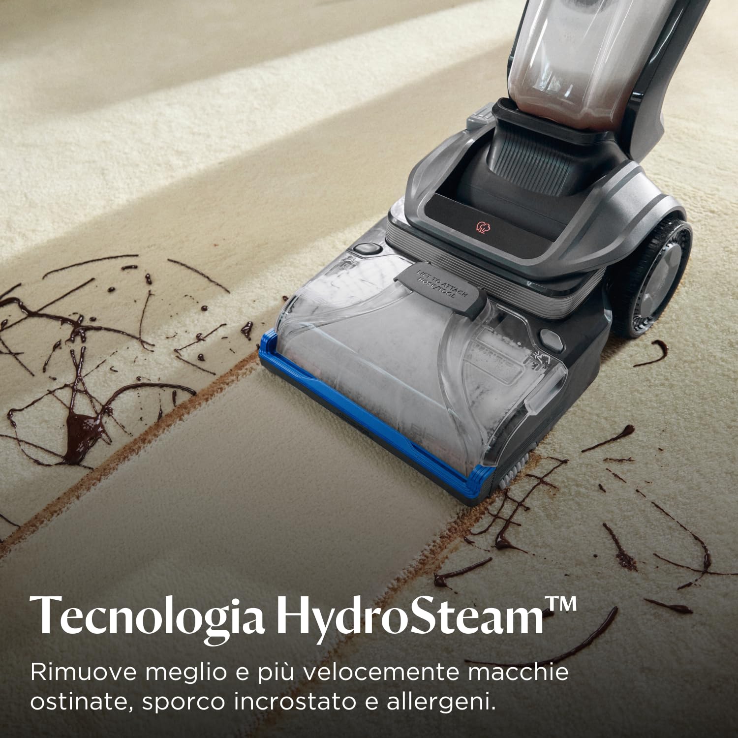 BISSELL Revolution HydroSteam, Lavatappeti con tecnologia HydroSteam, Lava tappezzeria rimuove Macchie Ostinate, Pulitore a vapore per Tappeti e Tappezzeria, Con Cavo, Potente motore 1300W, 3670N
